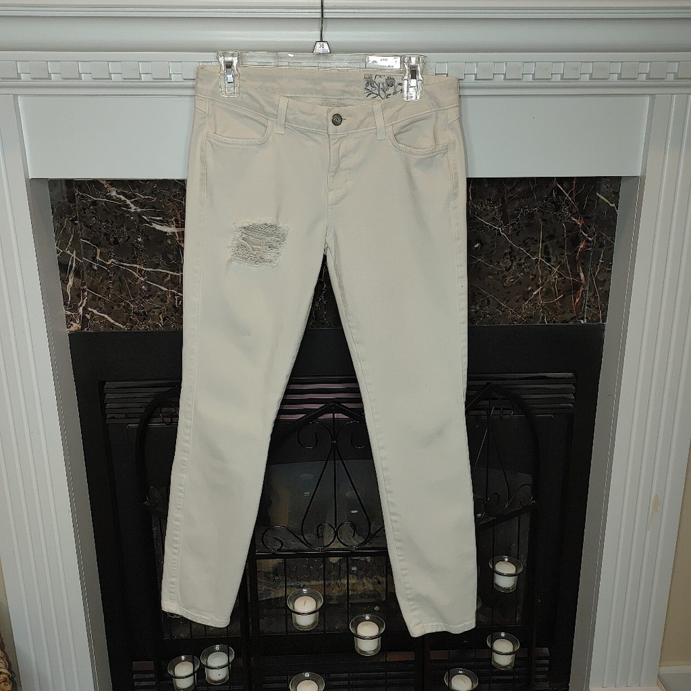 SIWY DENIM HANNAH SLIM ANKLE CROP SKINNY JEANS IN DOUBLE CREAM WHITE 28